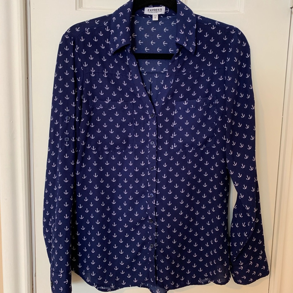 Original Fit Portofino Shirt in Navy White Anchors